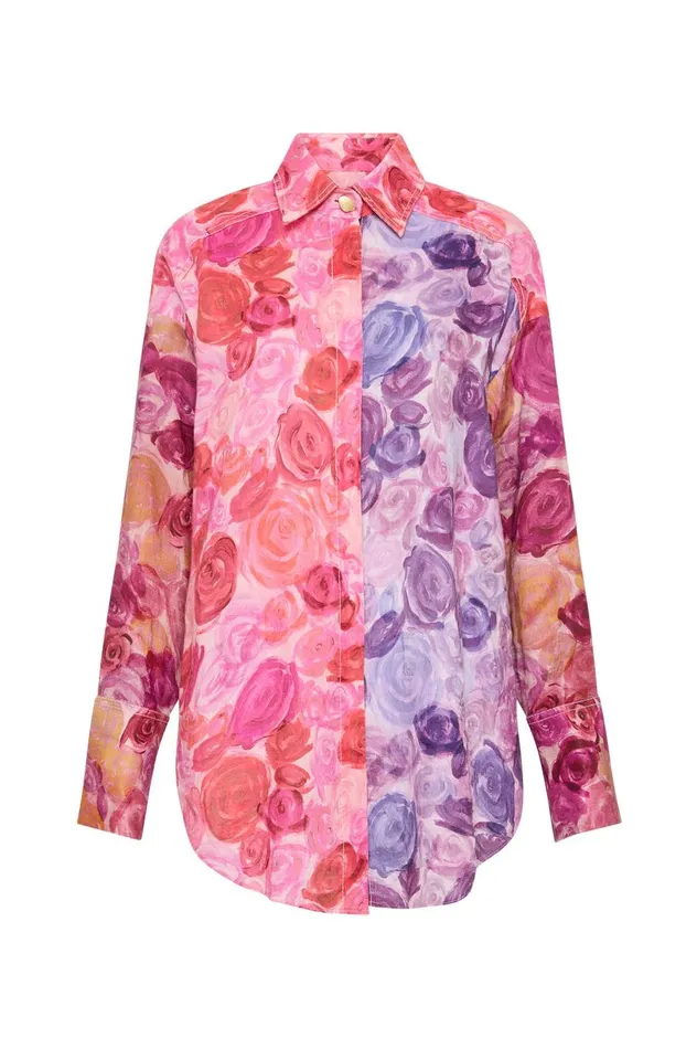 Vision Oversized Linen Shirt Kaleidoscopic Rose Women Aje Matching Sets Vision Oversized Linen Shirt Kaleidoscopic Rose Women Aje Matching Sets