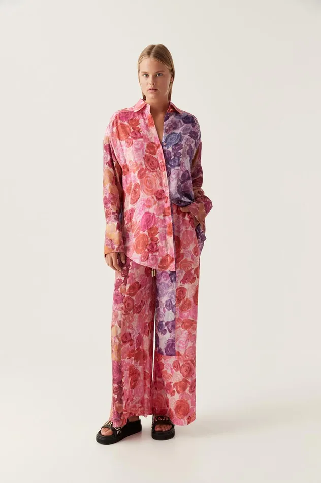 Vision Oversized Linen Shirt Kaleidoscopic Rose Women Aje Matching Sets Vision Oversized Linen Shirt Kaleidoscopic Rose Women Aje Matching Sets