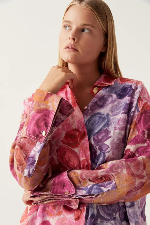 Vision Oversized Linen Shirt Kaleidoscopic Rose Women Aje Matching Sets Vision Oversized Linen Shirt Kaleidoscopic Rose Women Aje Matching Sets