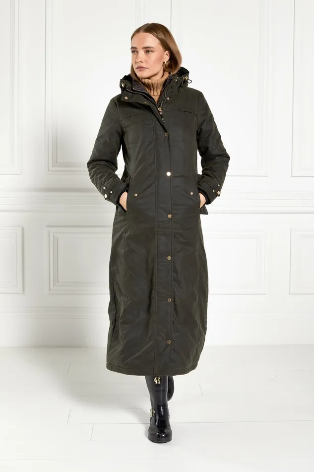Wax Longline Field Coat Dark Olive Womens Coats and Jackets Holland Cooper Wax Longline Field Coat Dark Olive Womens Coats and Jackets Holland Cooper