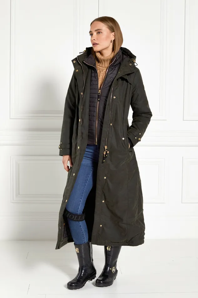 Wax Longline Field Coat Dark Olive Womens Coats and Jackets Holland Cooper Wax Longline Field Coat Dark Olive Womens Coats and Jackets Holland Cooper