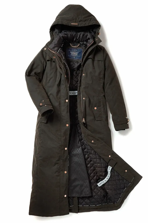 Wax Longline Field Coat Dark Olive Womens Coats and Jackets Holland Cooper Wax Longline Field Coat Dark Olive Womens Coats and Jackets Holland Cooper