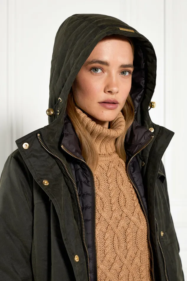 Wax Longline Field Coat Dark Olive Womens Coats and Jackets Holland Cooper Wax Longline Field Coat Dark Olive Womens Coats and Jackets Holland Cooper