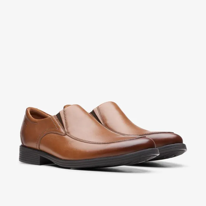Whiddon Step Dark Tan Leather Men Clarks Dress Shoes