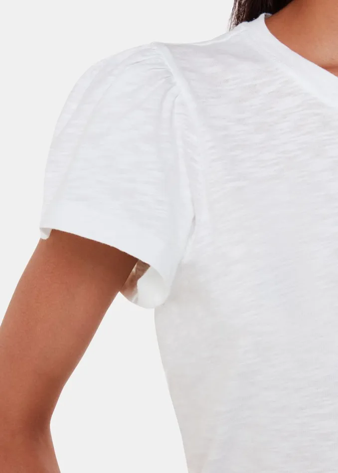 White Cotton Frill Sleeve T Shirt Women Whistles Tops