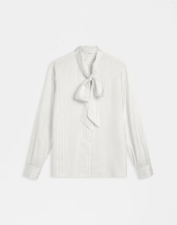 White Habotai Silk Shirt With Bow Women Lardini Shirts