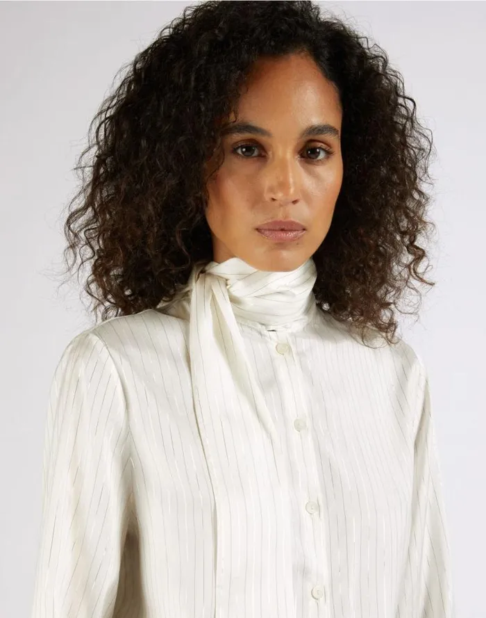 White Habotai Silk Shirt With Bow Women Lardini Shirts