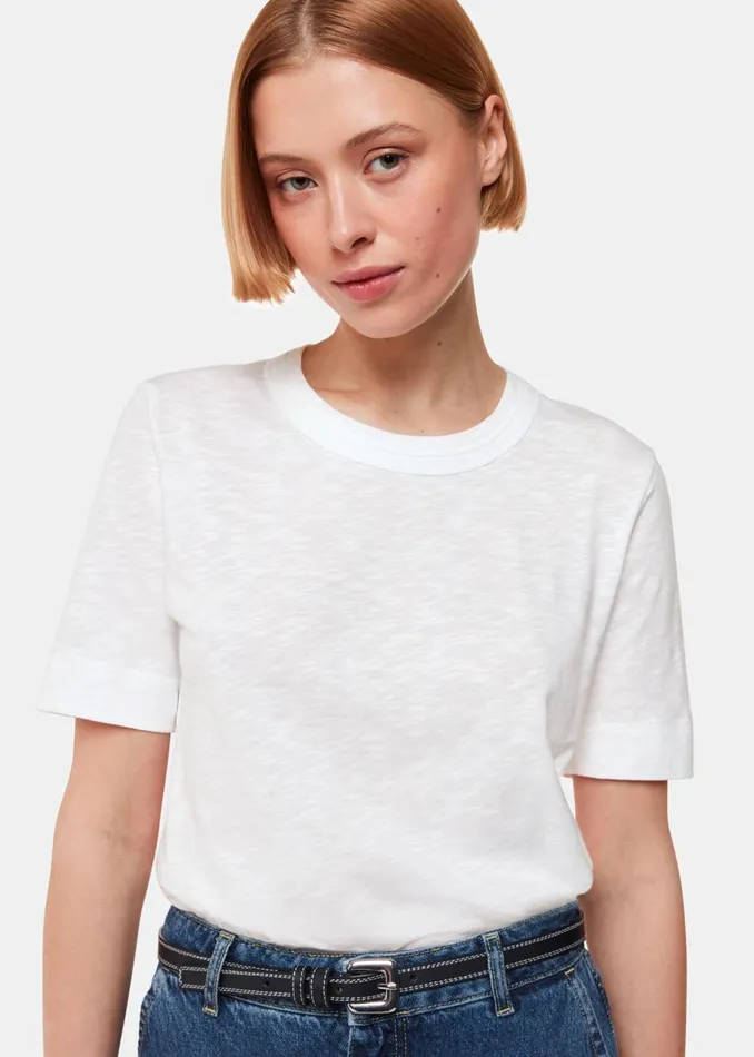 White Rosa Double Trim TShirt Women Whistles Tops