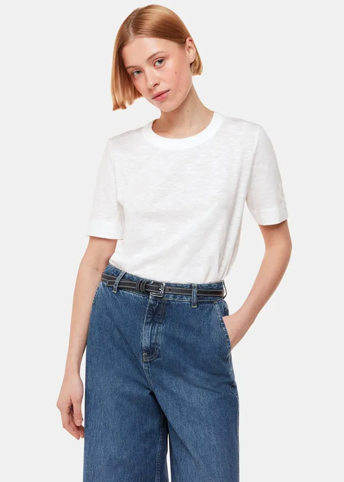 White Rosa Double Trim TShirt Women Whistles Tops