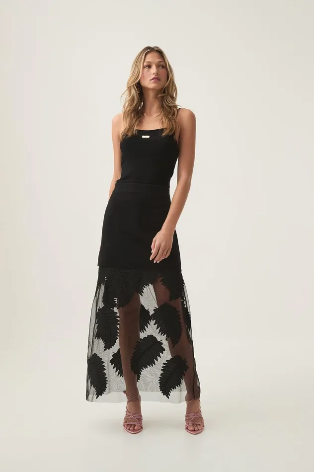 Wilder Knit Maxi Skirt Black Women Aje Skirts