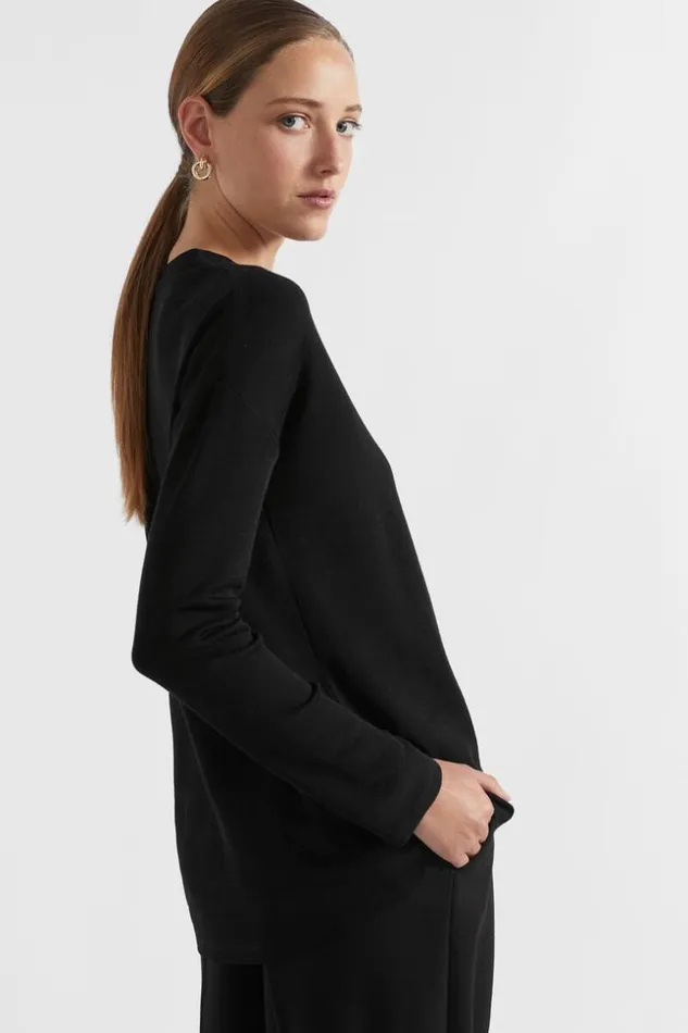 Woman Babywool Curve Hem Top Black Seed Heritage Knitwear and Sweaters