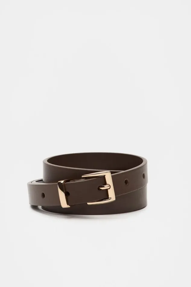 Woman Celeste Narrow Leather Belt Affogato Seed Heritage Belts