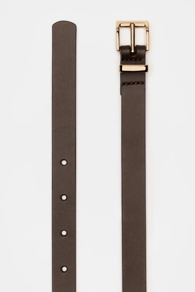 Woman Celeste Narrow Leather Belt Affogato Seed Heritage Belts