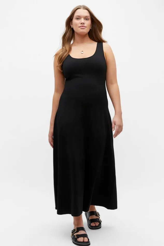 Woman Compact Crepe Knit Flared Dress Black Seed Heritage Dresses