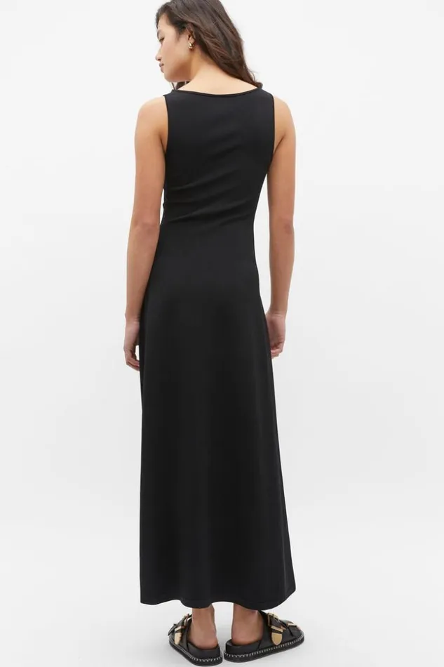 Woman Compact Crepe Knit Flared Dress Black Seed Heritage Dresses