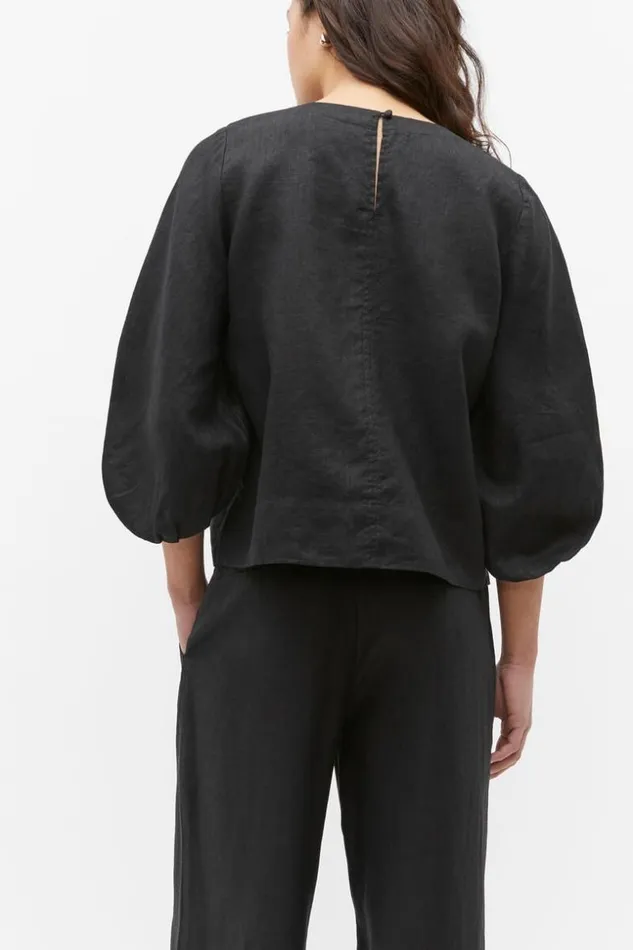 Woman Core Linen Balloon Sleeve Top Black Seed Heritage TShirts and Tops