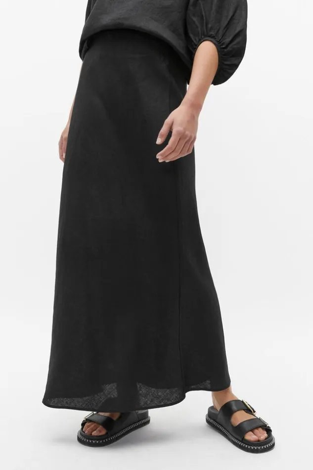 Woman Core Linen Skirt Black Seed Heritage Linen