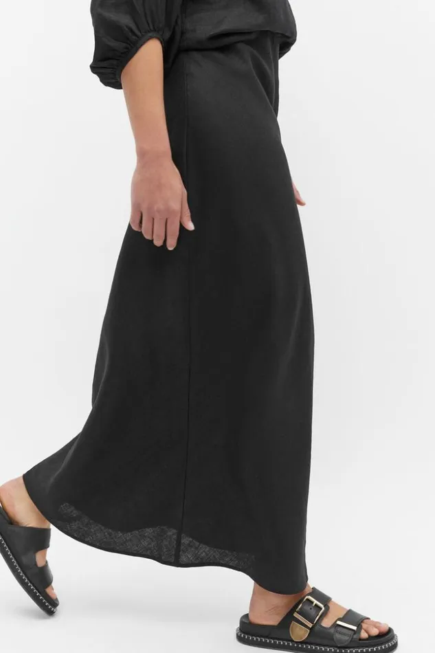 Woman Core Linen Skirt Black Seed Heritage Linen