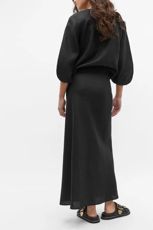 Woman Core Linen Skirt Black Seed Heritage Linen