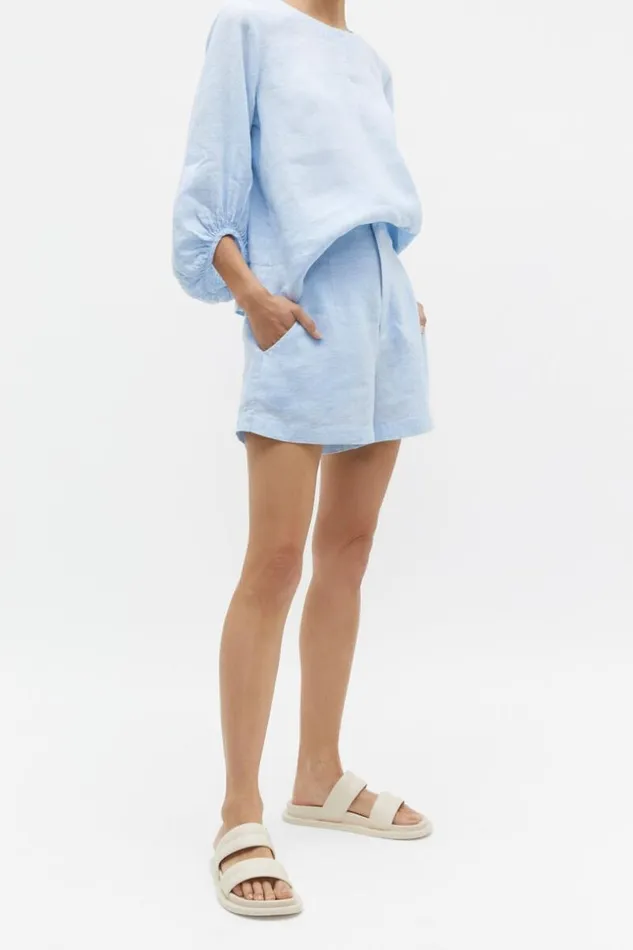 Woman Core Linen Waisted Short Frost Blue Crossdye Seed Heritage Shorts