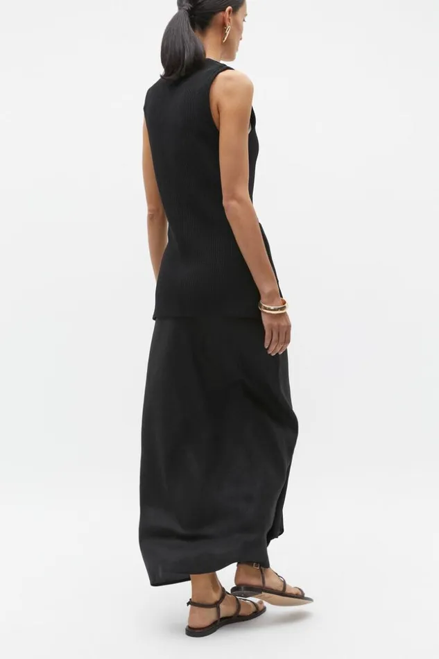 Woman Crepe Rib Button Down Vest Black Seed Heritage TShirts and Tops