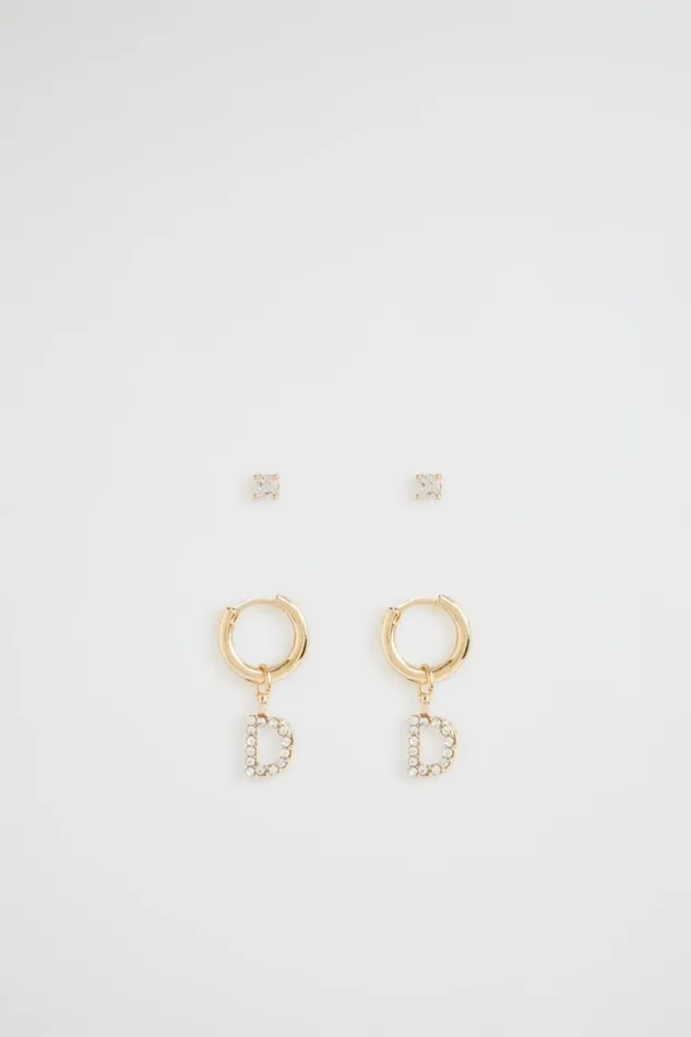 Woman Crystal Initial Hoop D Seed Heritage Jewellery