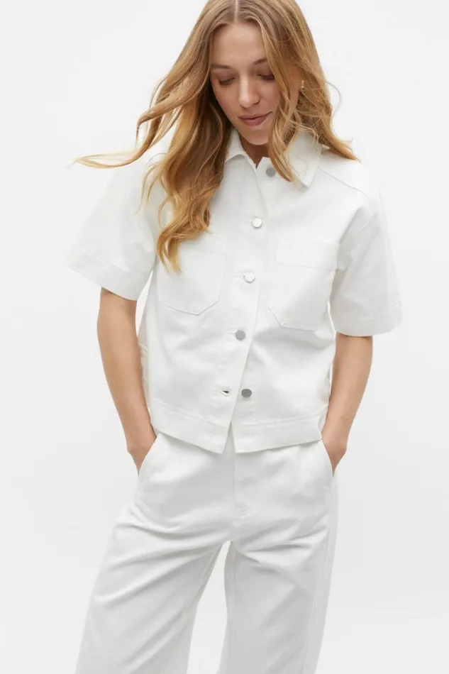 Woman Denim Short Sleeve Shirt Cloud Cream Seed Heritage Shirts