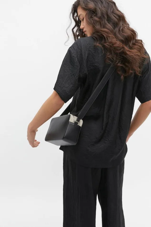 Woman Fabric Splice Camera Bag Black Seed Heritage Bags and Clutches
