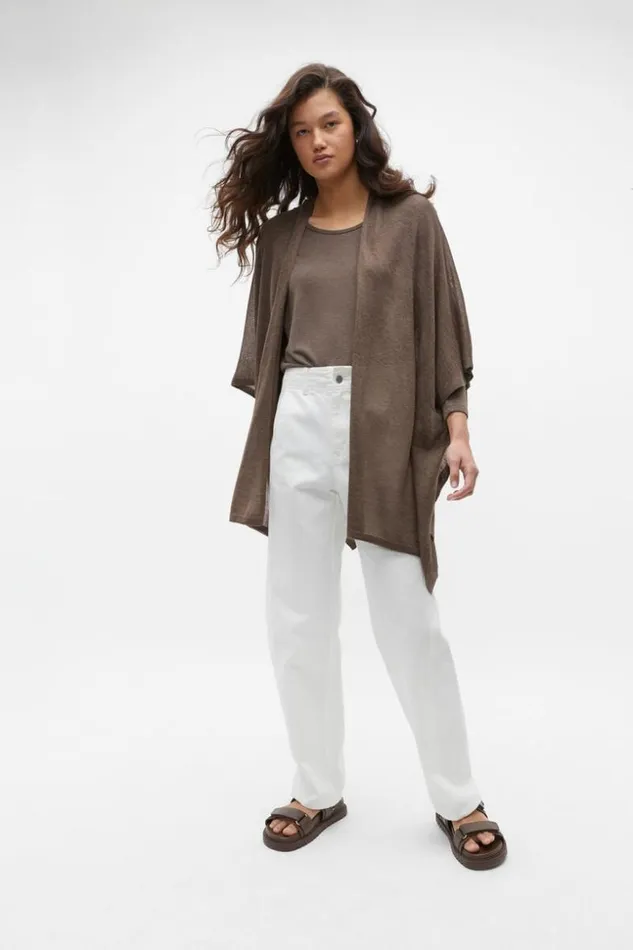 Woman Fine Knit Poncho Affogato Seed Heritage Scarves and Kaftans