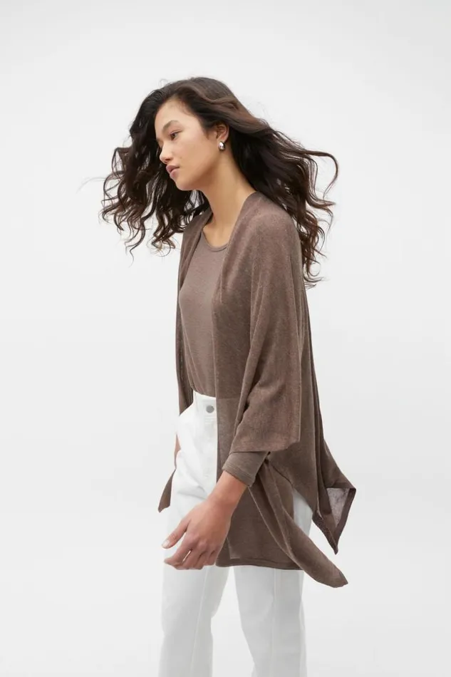 Woman Fine Knit Poncho Affogato Seed Heritage Scarves and Kaftans