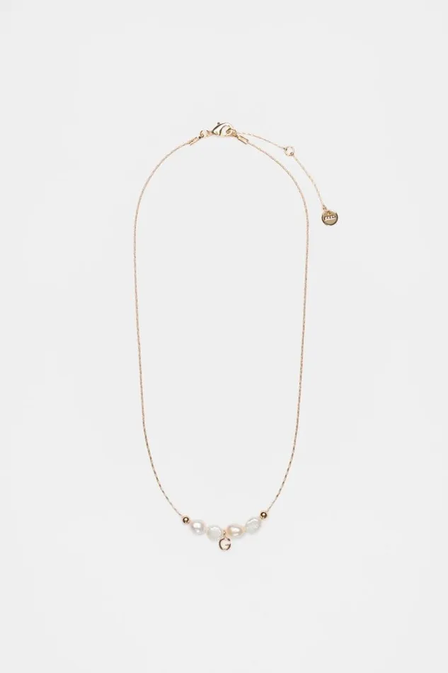 Woman Fine Pearl Initial Necklace G Seed Heritage Jewellery