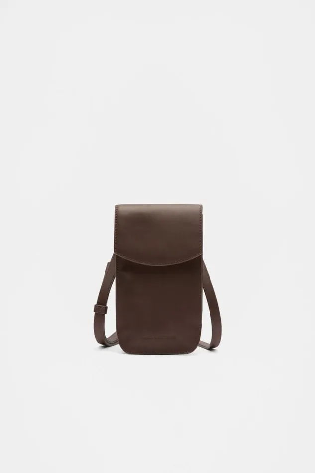 Woman Leather Crossbody Phone Bag Affogato Seed Heritage Bags and Clutches