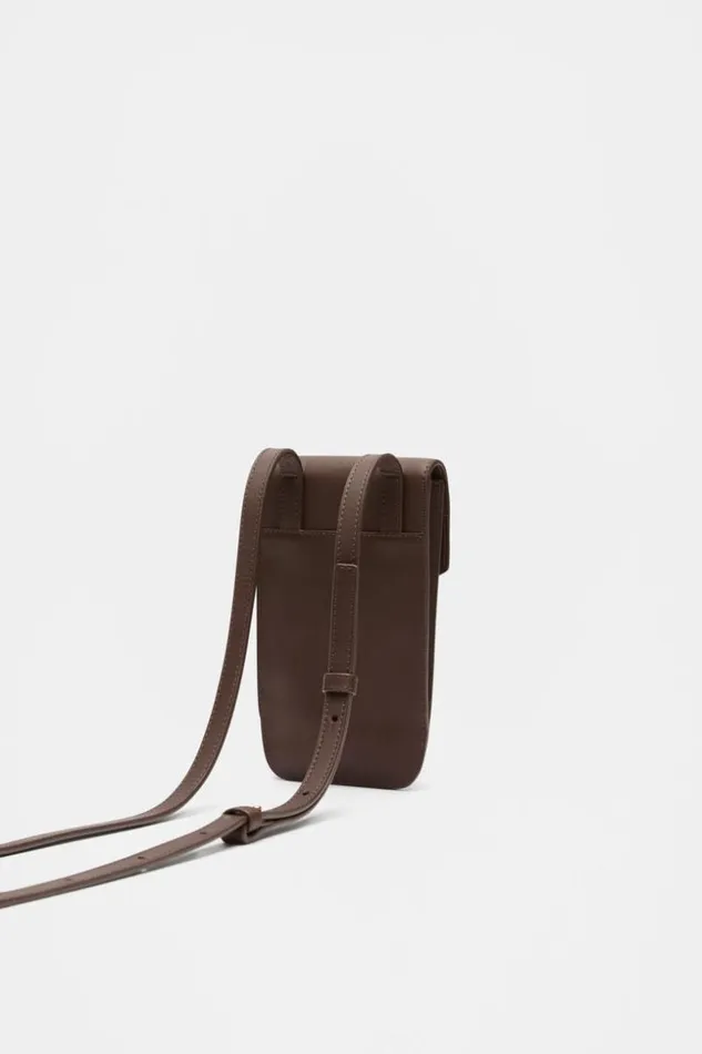 Woman Leather Crossbody Phone Bag Affogato Seed Heritage Bags and Clutches
