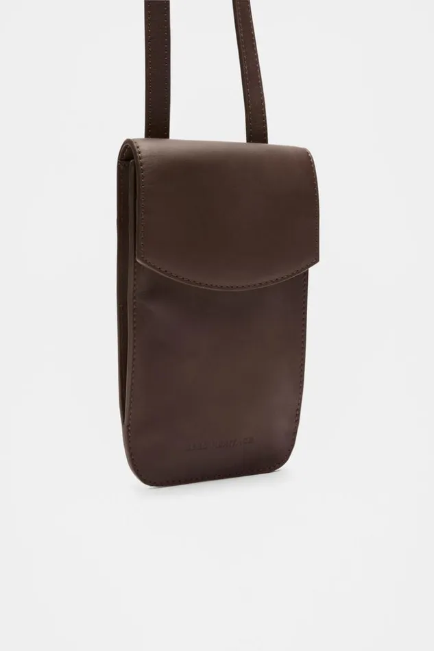 Woman Leather Crossbody Phone Bag Affogato Seed Heritage Bags and Clutches