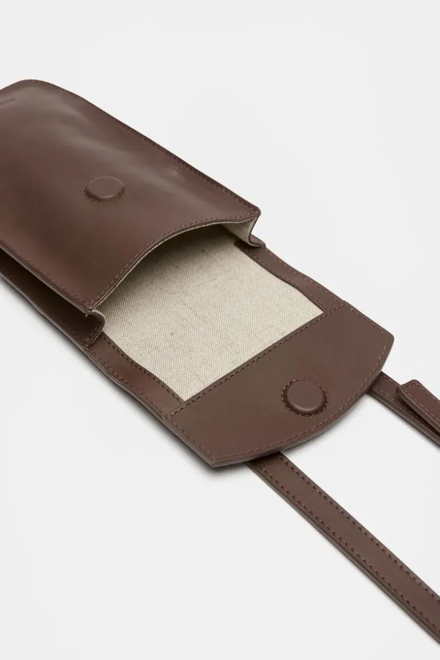 Woman Leather Crossbody Phone Bag Affogato Seed Heritage Bags and Clutches