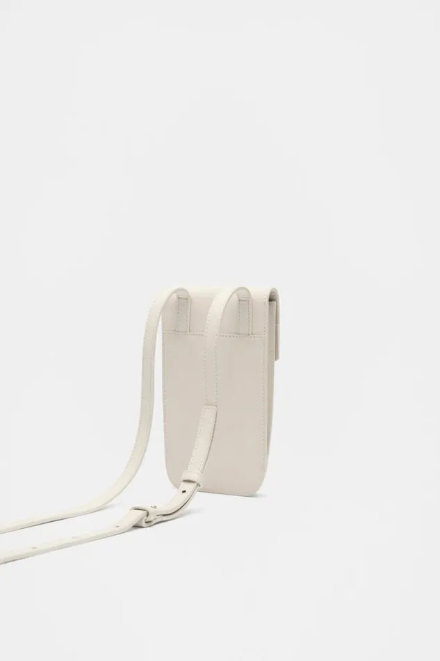 Woman Leather Crossbody Phone Bag Cream Seed Heritage Bags and Clutches