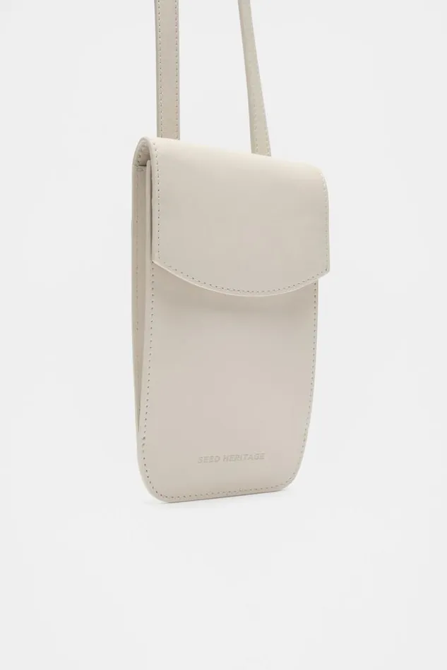 Woman Leather Crossbody Phone Bag Cream Seed Heritage Bags and Clutches