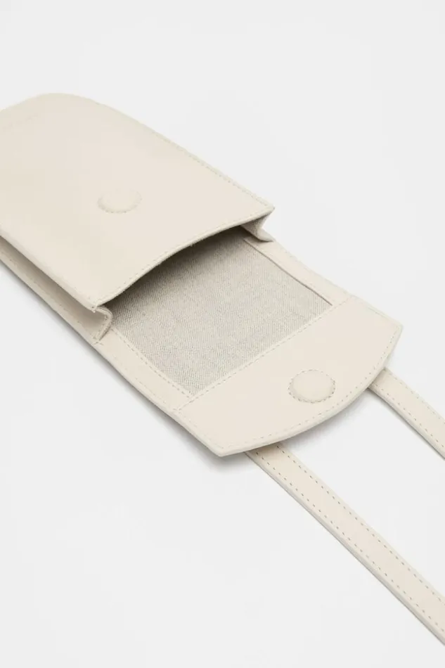 Woman Leather Crossbody Phone Bag Cream Seed Heritage Bags and Clutches