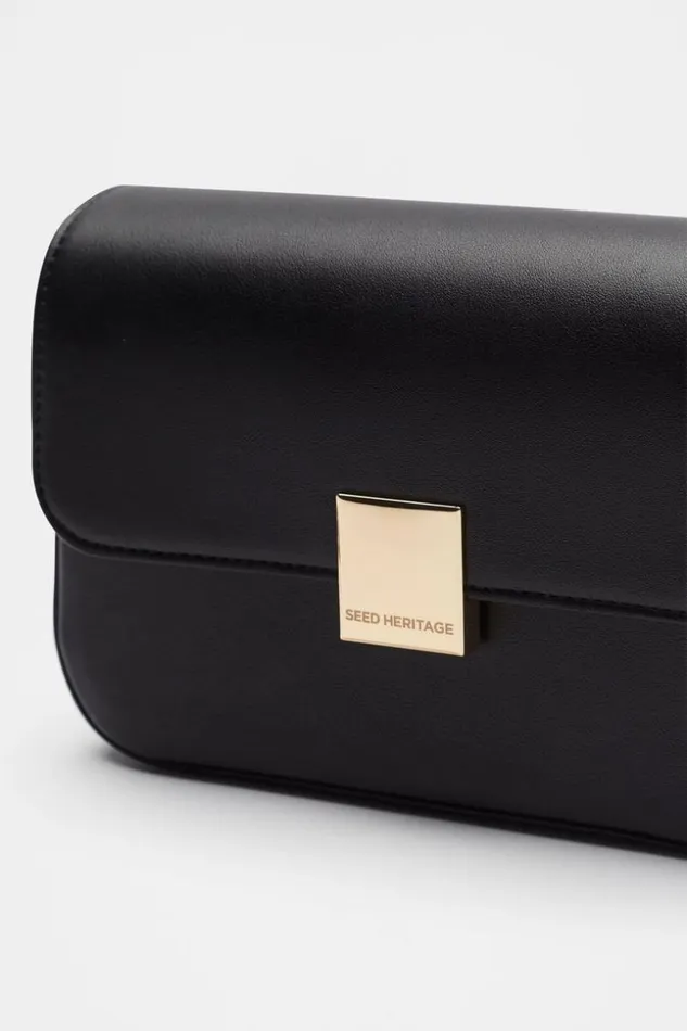 Woman Mini Baguette Crossbody Bag Black Seed Heritage Bags and Clutches