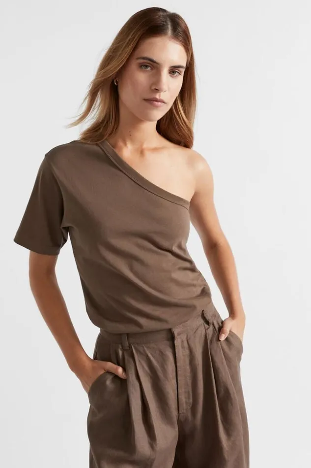 Woman One Shoulder Boxy Tee Affogato Seed Heritage TShirts and Tops