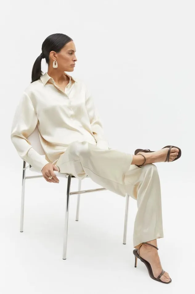 Woman Satin Wide Leg Pant Frappe Seed Heritage Pants