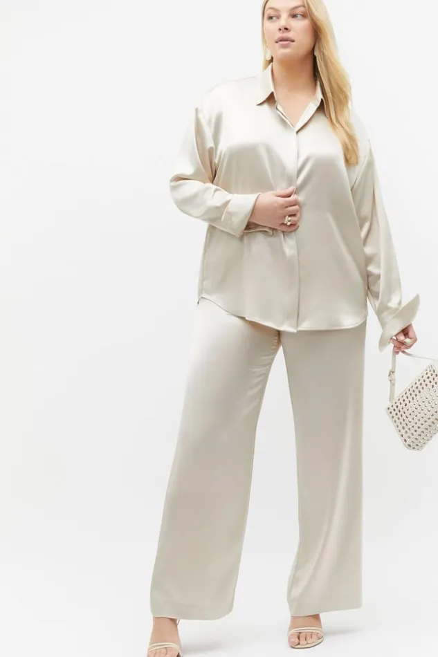 Woman Satin Wide Leg Pant Frappe Seed Heritage Pants