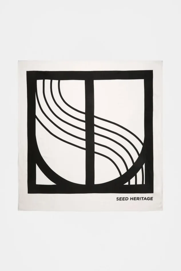 Woman Seed Emblem Monochrome Scarf Cloud Cream Seed Heritage Scarves and Kaftans