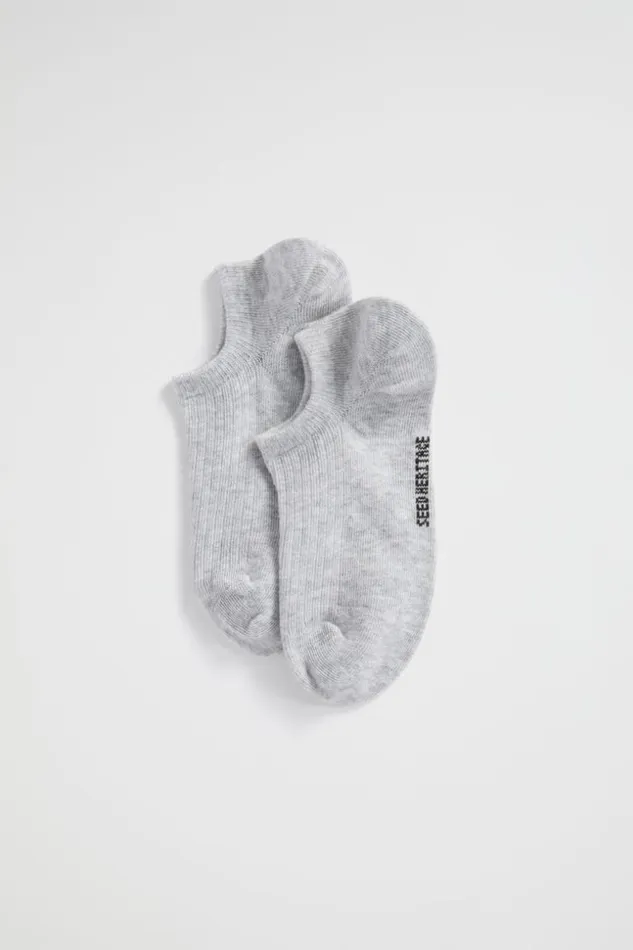 Woman Sneaker Sock Light Grey Marle Seed Heritage Socks and Tights