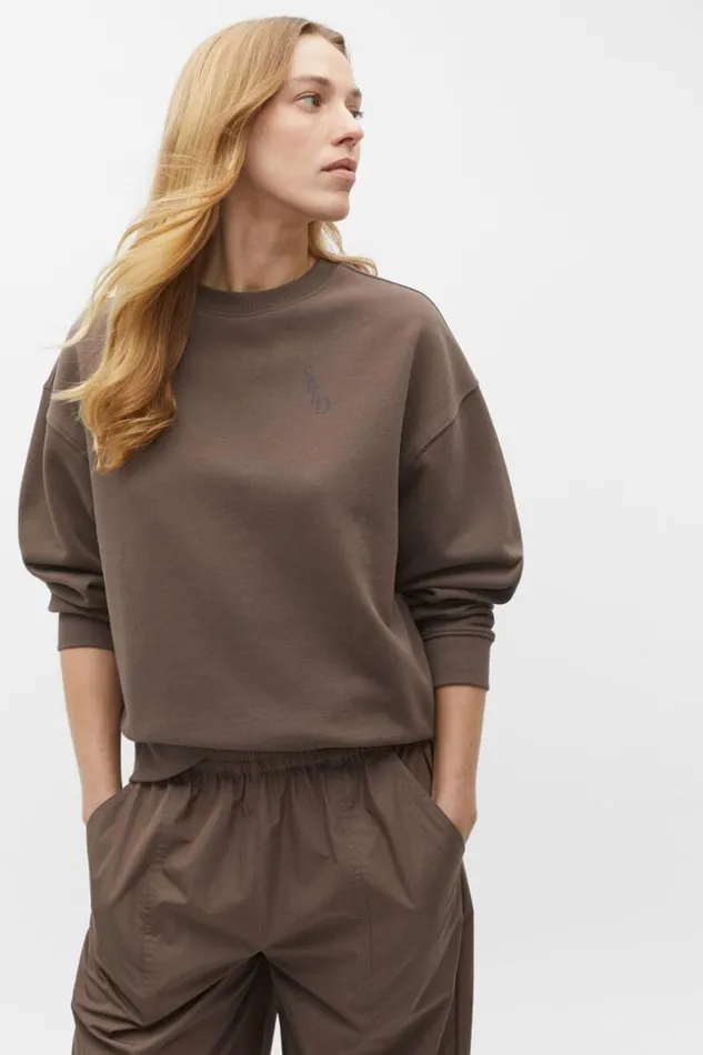 Woman Stacked Logo Sweat Affogato Seed Heritage TShirts and Tops