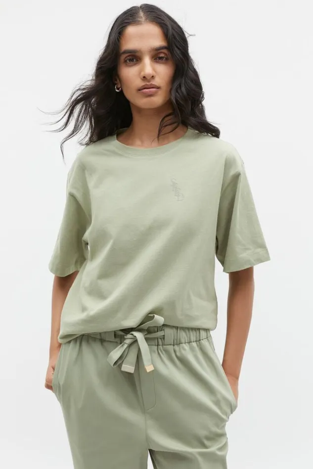 Woman Stacked Logo Tee Pale Olive Seed Heritage TShirts and Tops