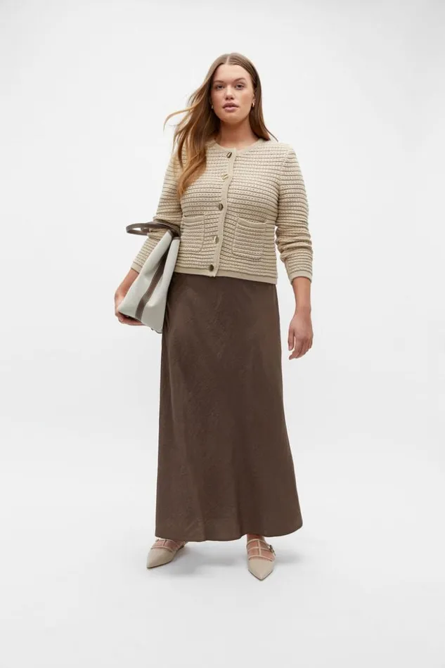 Woman Textured Satin Maxi Skirt Affogato Seed Heritage Skirts