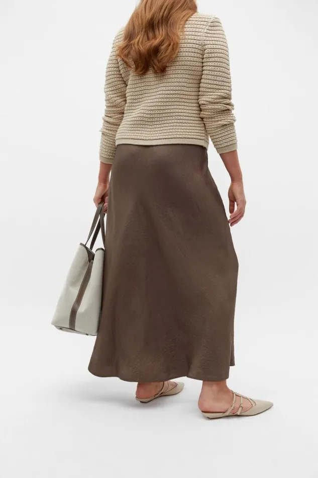 Woman Textured Satin Maxi Skirt Affogato Seed Heritage Skirts