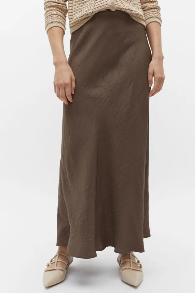 Woman Textured Satin Maxi Skirt Affogato Seed Heritage Skirts