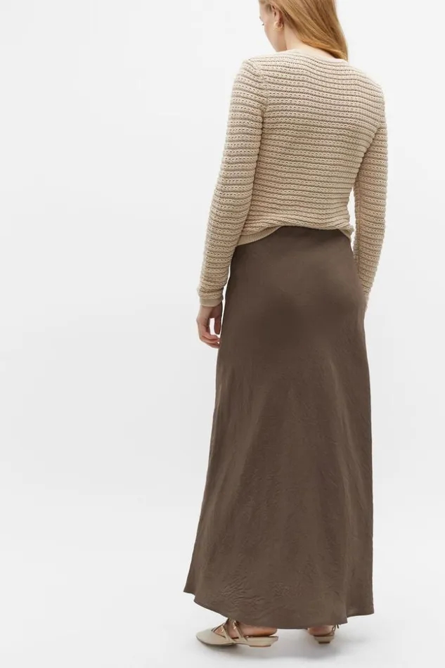 Woman Textured Satin Maxi Skirt Affogato Seed Heritage Skirts